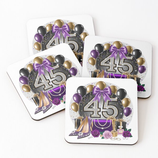 Item preview, 45th Birthday Purple Gold Balloons  designed and sold by DigiAngDesigns.