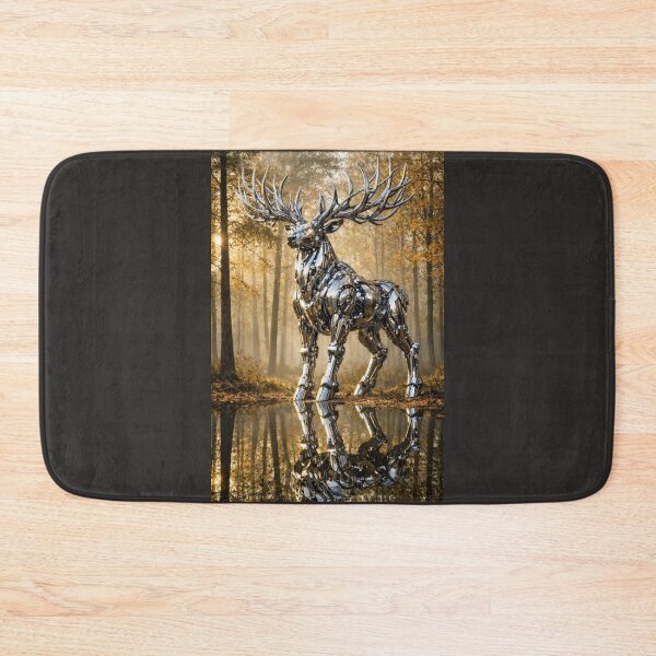 Item preview, Cybernetic Chrome Stag in Autumn Forest designed and sold by  Color & Form.