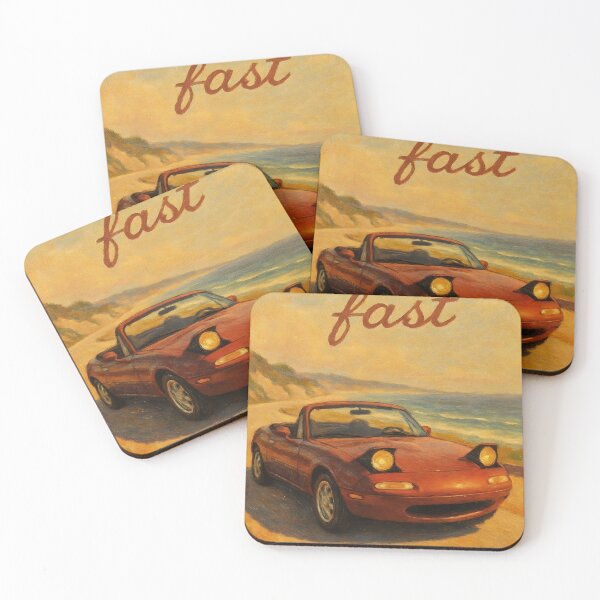 Item preview, Slow Car Fast Miata Cute Retro Oil Poster designed and sold by Dhenin Studio.