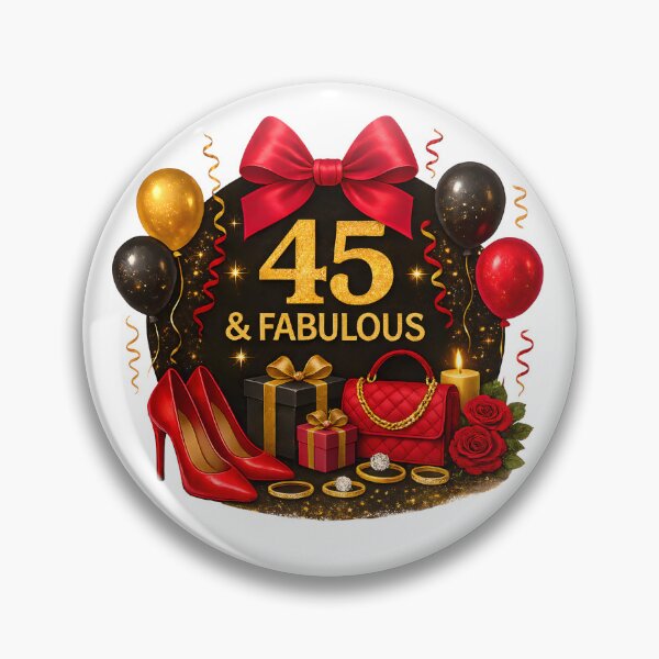 Item preview, 45th Birthday Red Gold Balloons  designed and sold by DigiAngDesigns.