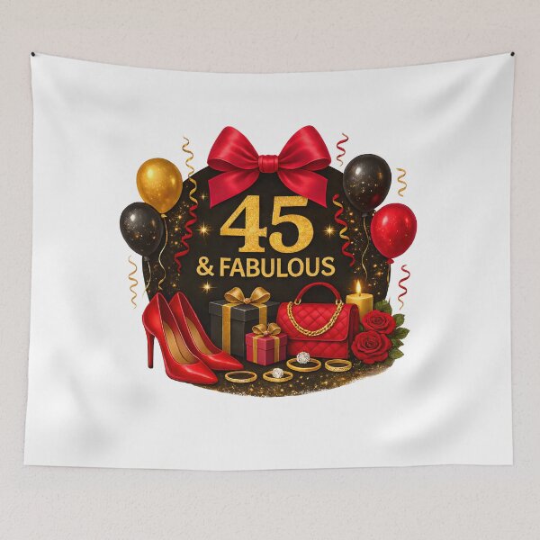 Item preview, 45th Birthday Red Gold Balloons  designed and sold by DigiAngDesigns.