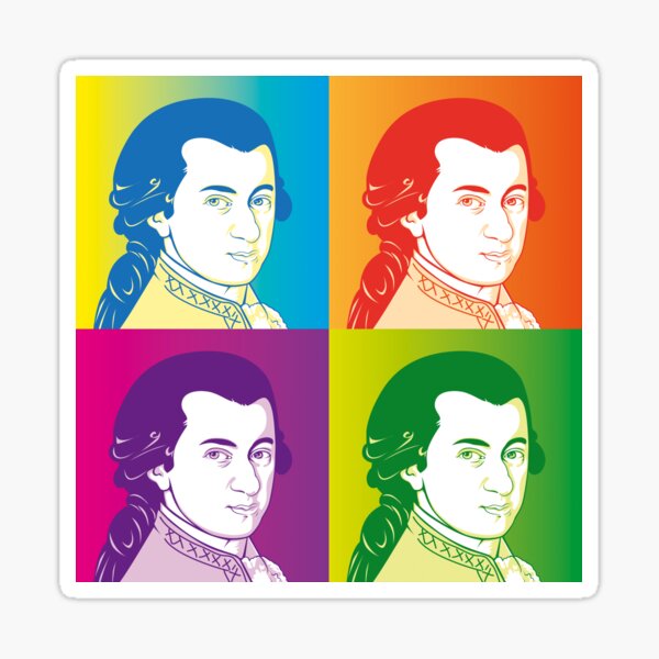 Wolfgang Amadeus Mozart im Cartoon Style Sticker