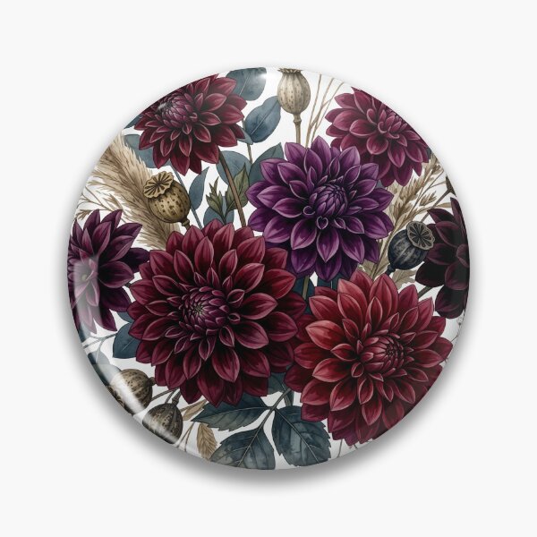Item preview, Moody Burgundy Dahlia Botanical Bouquet designed and sold by Rutvain.