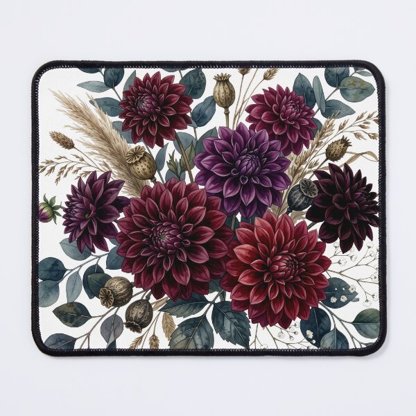 Item preview, Moody Burgundy Dahlia Botanical Bouquet designed and sold by Rutvain.