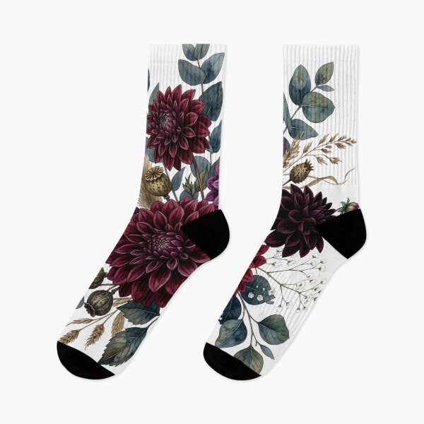 Item preview, Moody Burgundy Dahlia Botanical Bouquet designed and sold by Rutvain.