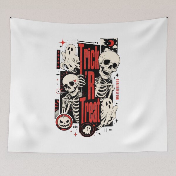 Item preview, Trick R Treat Skeletons Ghosts Halloween Spooky designed and sold by AntiqueImages.
