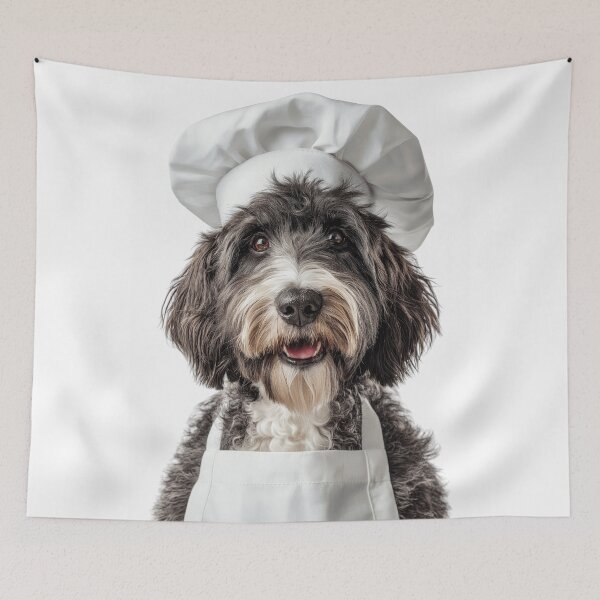 Item preview, Funny Portuguese Water Dog Chef Realistic Animal Cooking Humor Art designed and sold by LazyOwlStore.