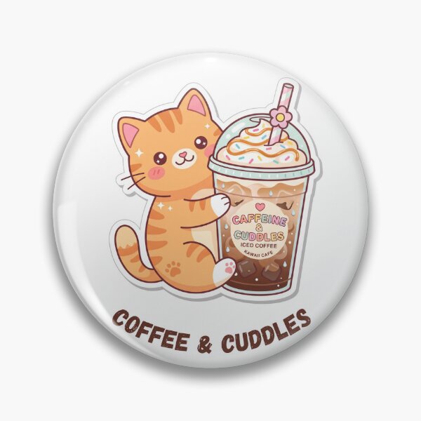 Item preview, Cute Kawaii Cat with Iced Coffee & Cuddles designed and sold by WhimsicalStudioArt.
