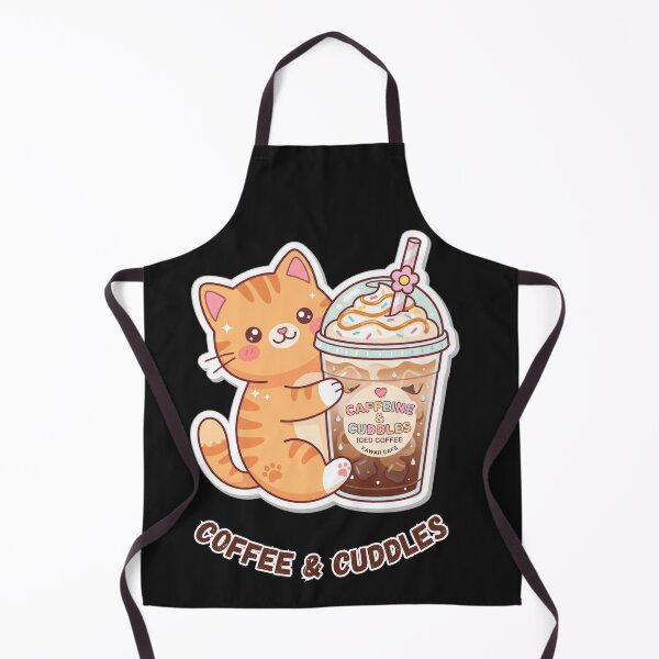 Item preview, Cute Kawaii Cat with Iced Coffee & Cuddles designed and sold by WhimsicalStudioArt.
