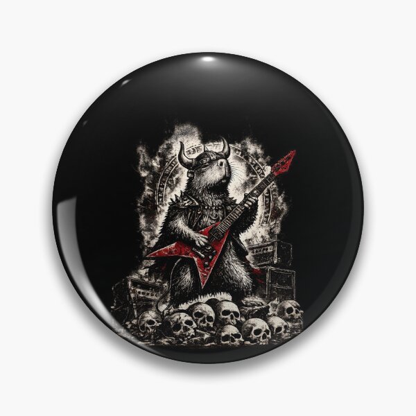 Item preview, Viking Capybara Guitarist | Nordic Heavy Metal Vintage Engraving designed and sold by Ajdaprint.