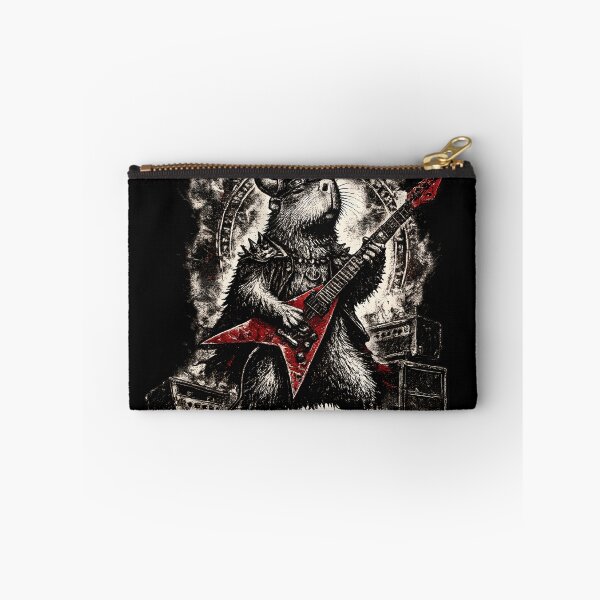 Item preview, Viking Capybara Guitarist | Nordic Heavy Metal Vintage Engraving designed and sold by Ajdaprint.