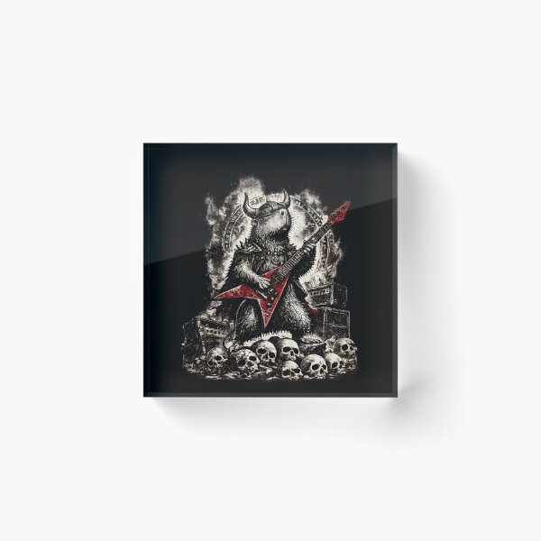 Item preview, Viking Capybara Guitarist | Nordic Heavy Metal Vintage Engraving designed and sold by Ajdaprint.
