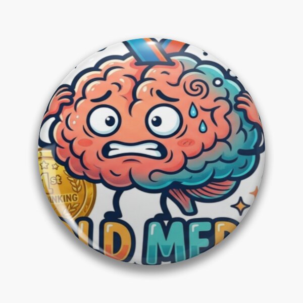 Item preview, Gold Medal in Overthinking Sticker | Funny Brain Cartoon | Relatable Overthinker Quote |  designed and sold by AdityaShop18.