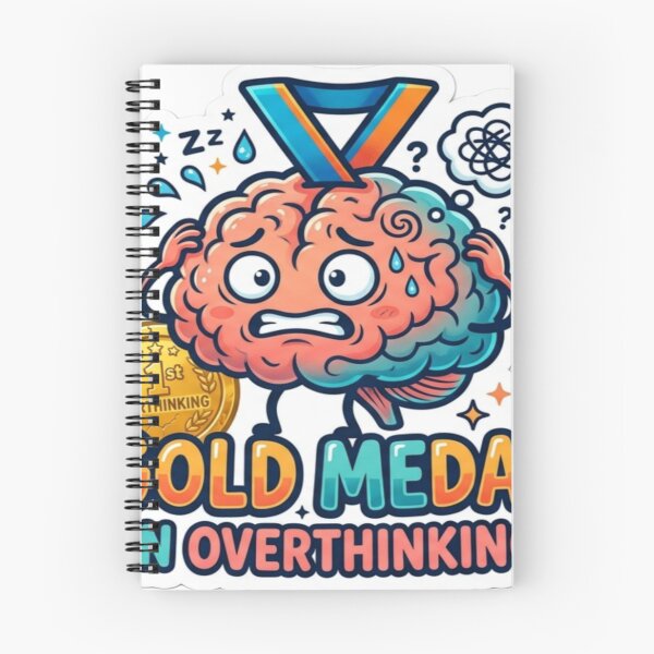 Item preview, Gold Medal in Overthinking Sticker | Funny Brain Cartoon | Relatable Overthinker Quote |  designed and sold by AdityaShop18.