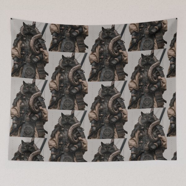Item preview, Cyber Samurai Cat of the Iron Frontier designed and sold by Verademacedoart.