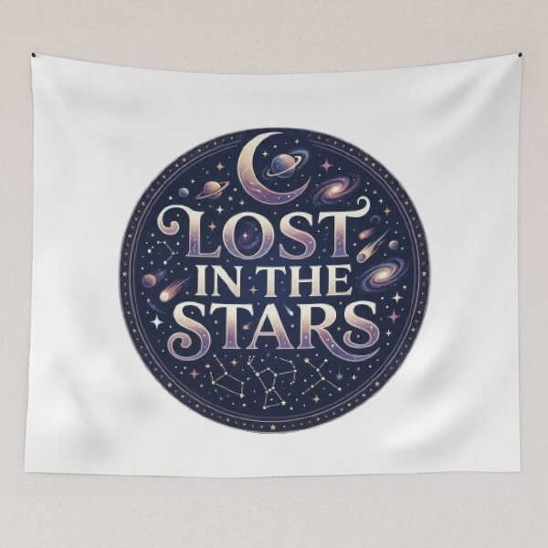 Item preview, Lost In The Stars Cosmic Typography T-Shirt | Celestial Galaxy Graphic | Space Lover Retro Tee designed and sold by Faisal  Shah.
