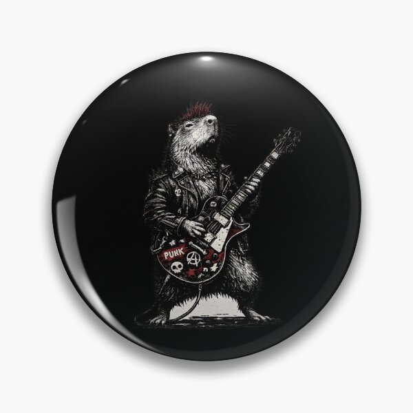 Item preview, Punk Rock Capybara Guitarist | Vintage Grunge Illustration designed and sold by Ajdaprint.