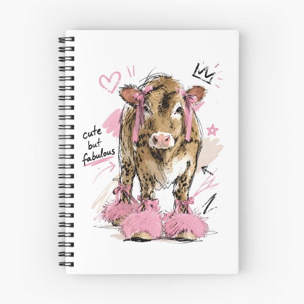 Item preview, Cute But Fabulous Baby Cow with Pink Bows – Hand-Drawn Farm Art designed and sold by RamyGallery.