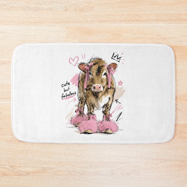 Item preview, Cute But Fabulous Baby Cow with Pink Bows – Hand-Drawn Farm Art designed and sold by RamyGallery.