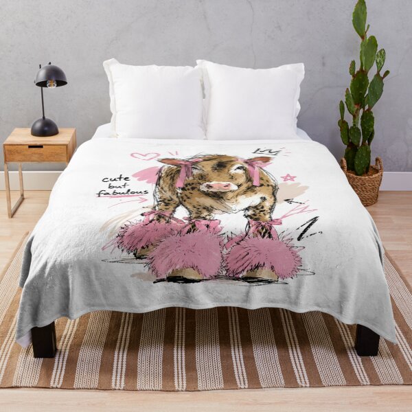 Item preview, Cute But Fabulous Baby Cow with Pink Bows – Hand-Drawn Farm Art designed and sold by RamyGallery.