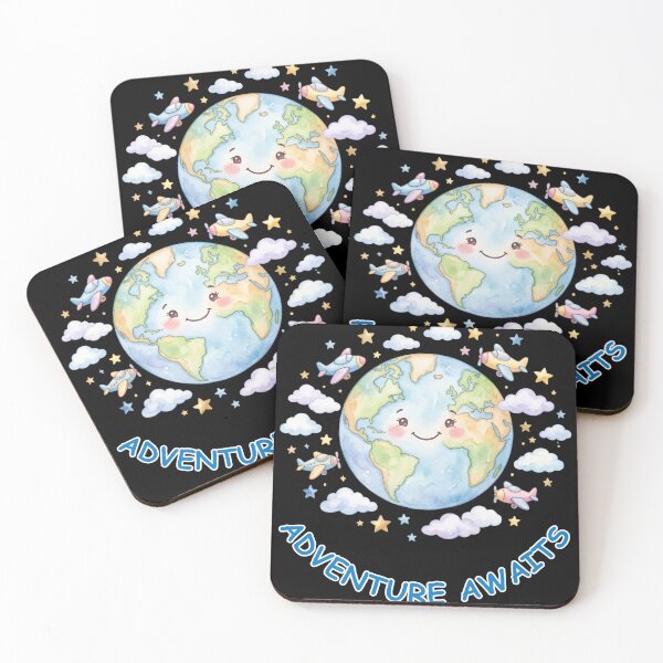 Item preview, Cute Planet Earth Adventure Awaits Airplane Travel designed and sold by WhimsicalStudioArt.