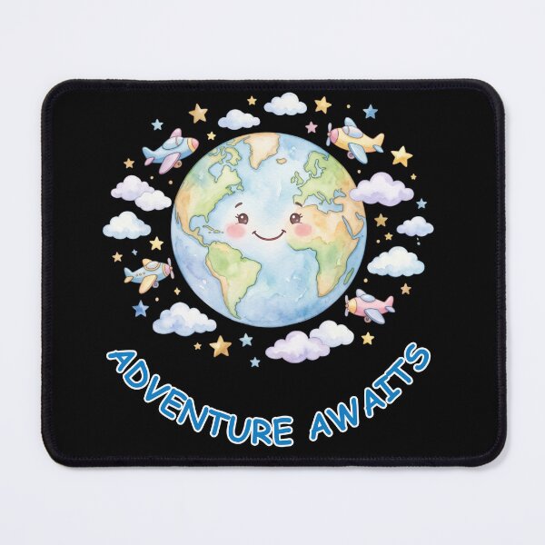 Item preview, Cute Planet Earth Adventure Awaits Airplane Travel designed and sold by WhimsicalStudioArt.