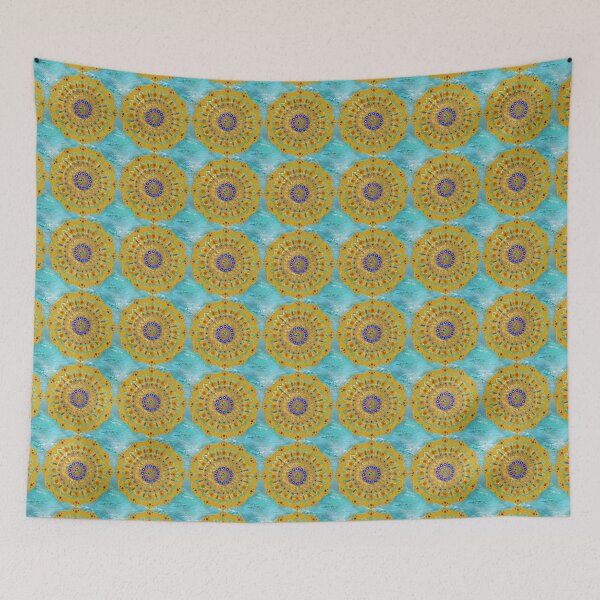 Item preview, Luxury Golden Mandala Art | Turquoise Sacred Geometry Boho Decor designed and sold by ThiagoSDantas.