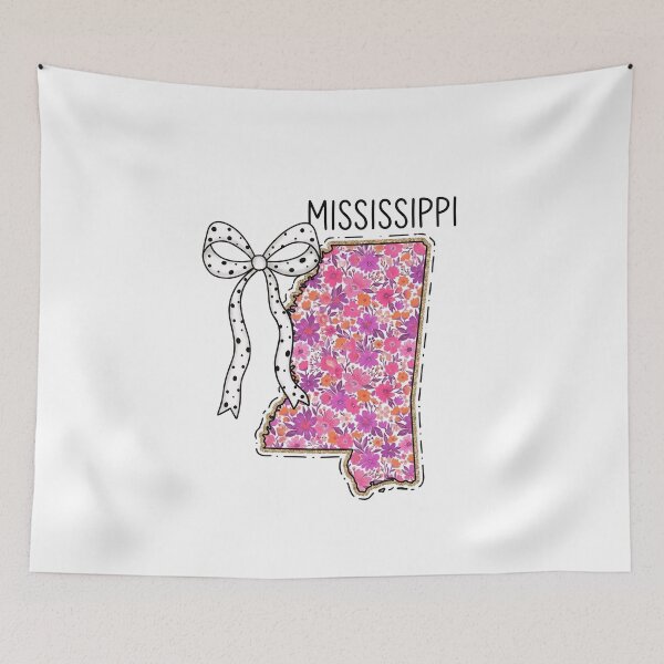 Item preview, Cute Mississippi Floral Map Graphic Coquette Bow Design designed and sold by Paper Drip.