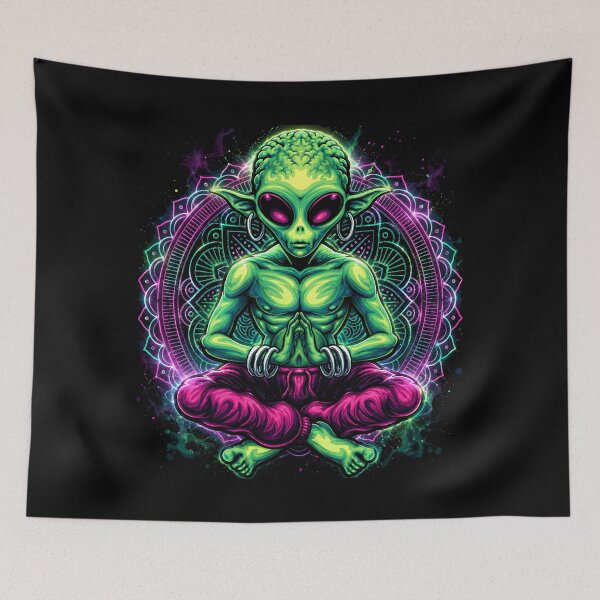 Item preview, Alien Zen – Cosmic Meditation | Psychedelic Sci-Fi Art designed and sold by Peter Kaul.