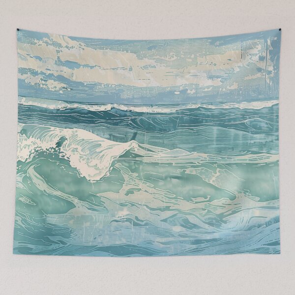 Item preview,  Woodcut, seascape, waves A designed and sold by CrumbBumStudio.