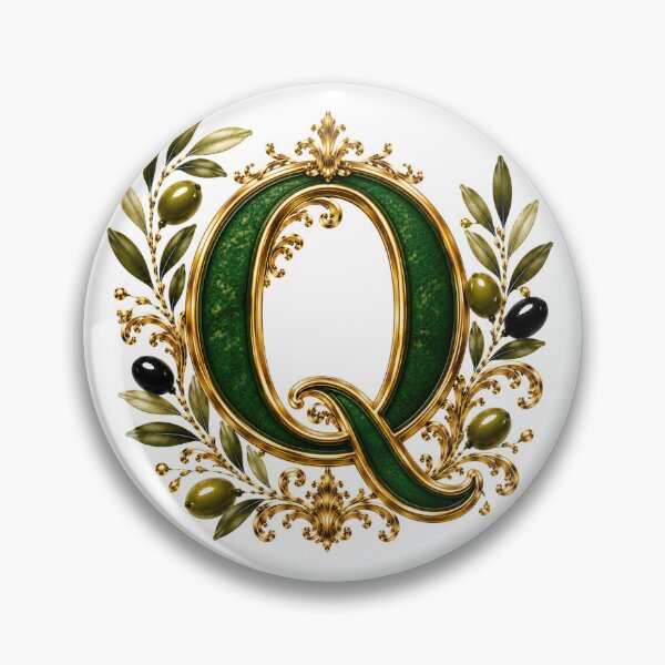 Item preview, Elegant Letter Q Monogram with Olive Branches & Gold Botanical Design | Luxury Green Floral Initial designed and sold by MoodLay.