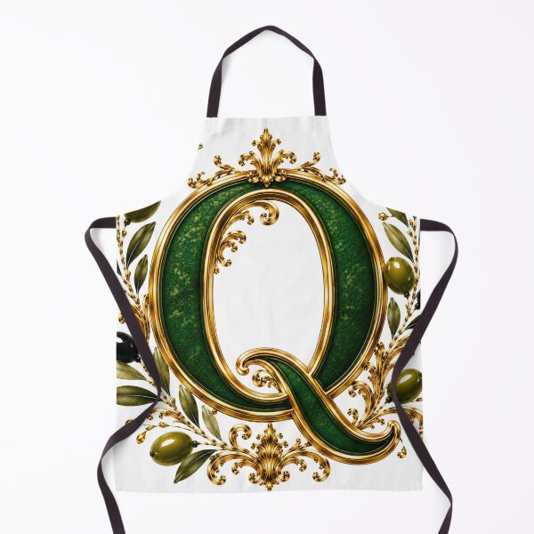 Artikelvorschau, Elegantes Q-Monogramm mit Olivenzweigen und goldenem botanischem Design | Luxuriöser grüner floraler Initial entworfen und verkauft von MoodLay.
