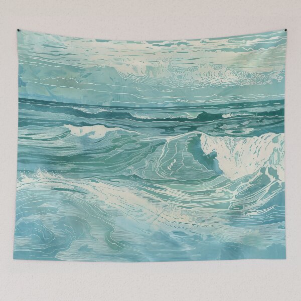 Item preview,  Woodcut, seascape, waves B designed and sold by CrumbBumStudio.