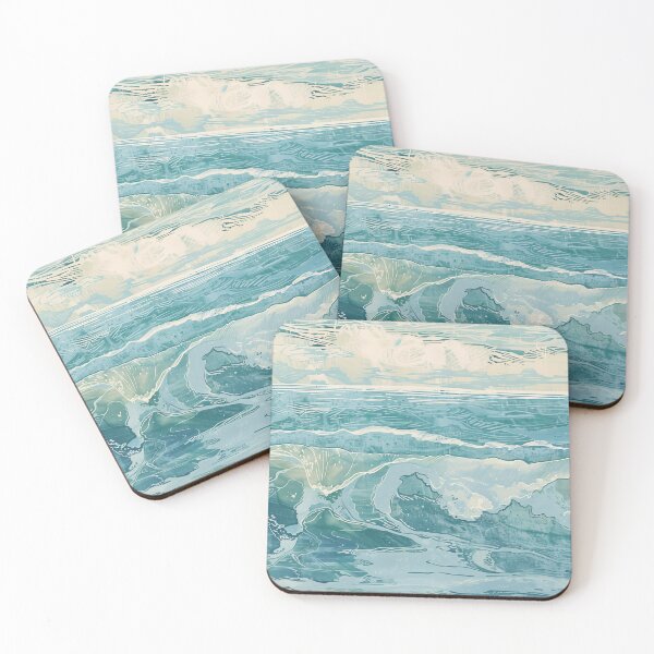 Item preview,  Woodcut, seascape, waves C designed and sold by CrumbBumStudio.