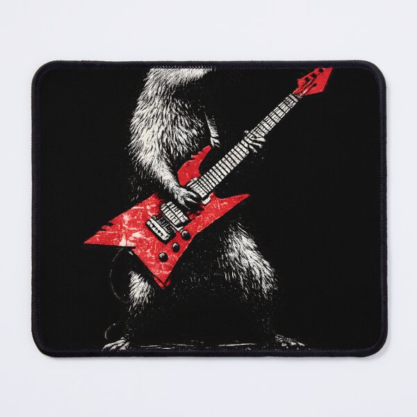 Item preview, Calm Capybara Playing Red Electric Guitar | Vintage Metal Illustration designed and sold by Ajdaprint.