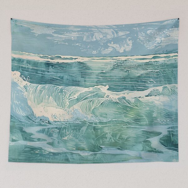 Item preview, Woodcut, seascape, waves D designed and sold by CrumbBumStudio.
