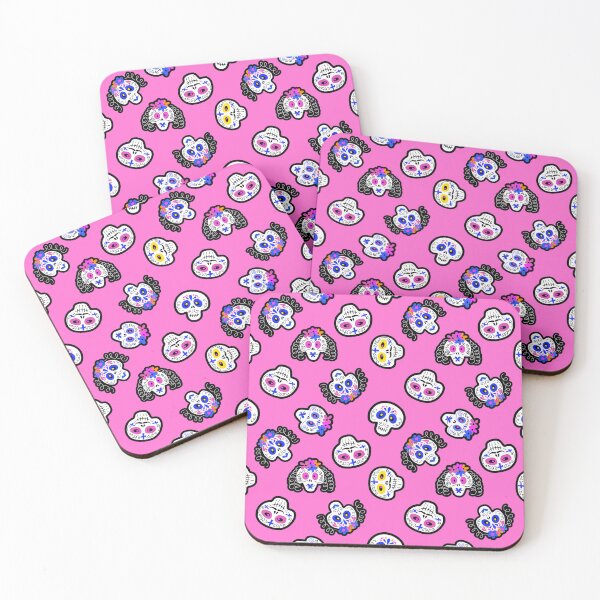 Item preview, Halloween Sugar Skulls Pattern On Bright Pink Background designed and sold by DEC02.
