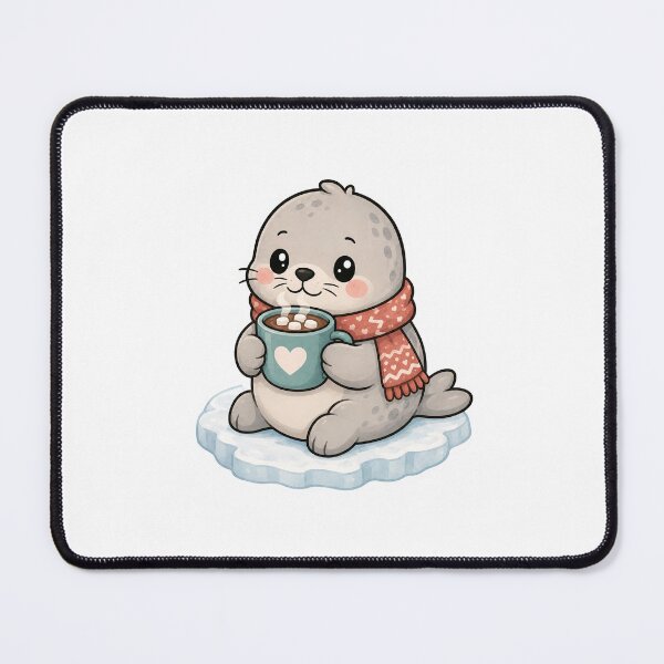 Item preview, Cute Seal Drinking Hot Chocolate Sticker designed and sold by PawsGiggles.