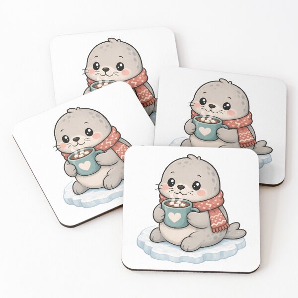 Item preview, Cute Seal Drinking Hot Chocolate Sticker designed and sold by PawsGiggles.