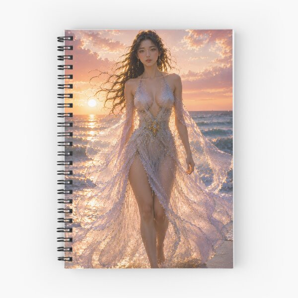 Item preview, Fantasy Ocean Goddess at Sunset | Elegant Mermaid Style Woman | Dreamy Beach Digital Art designed and sold by ManJiangHong.
