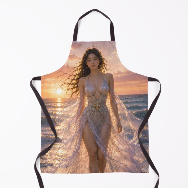 Item preview, Fantasy Ocean Goddess at Sunset | Elegant Mermaid Style Woman | Dreamy Beach Digital Art designed and sold by ManJiangHong.