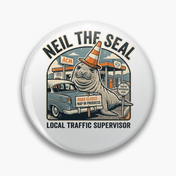 Item preview, Neil the Seal – Neighborhood Traffic Supervisor | Vintage Retro Funny Elephant Seal T-Shirt PNG designed and sold by QueenStore-USA.
