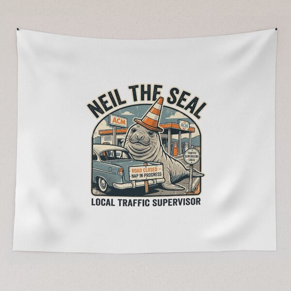 Item preview, Neil the Seal – Neighborhood Traffic Supervisor | Vintage Retro Funny Elephant Seal T-Shirt PNG designed and sold by QueenStore-USA.