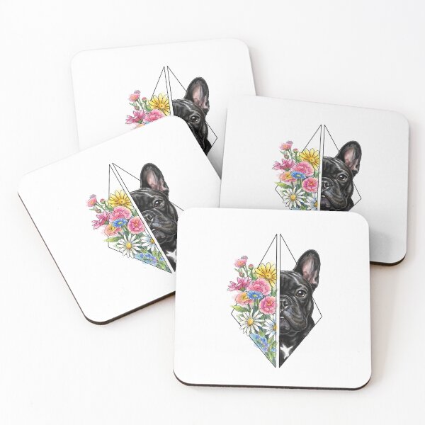 Item preview, Minimalist Dotwork Dog Illustration Frenchie Bloom designed and sold by shallia.