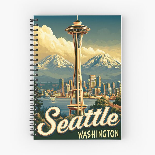 Item preview, Seattle Washington Space Needle Vintage Travel Poster designed and sold by Boddicca.