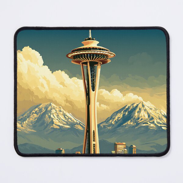 Item preview, Seattle Washington Space Needle Vintage Travel Poster designed and sold by Boddicca.