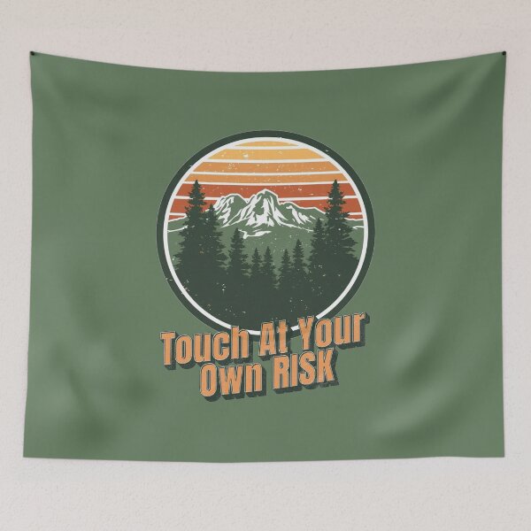 Item preview, Vintage Mountain Forest Touch At Your Own Risk Hiking Design designed and sold by Biedroneczka.