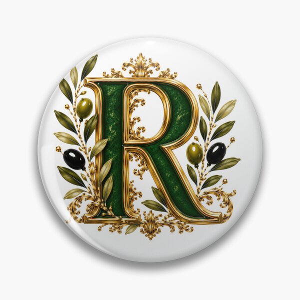 Item preview, Elegant Letter R Monogram with Olive Branches & Gold Botanical Design | Luxury Green Floral Initial designed and sold by MoodLay.