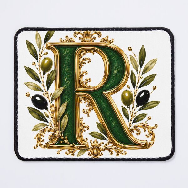 Item preview, Elegant Letter R Monogram with Olive Branches & Gold Botanical Design | Luxury Green Floral Initial designed and sold by MoodLay.