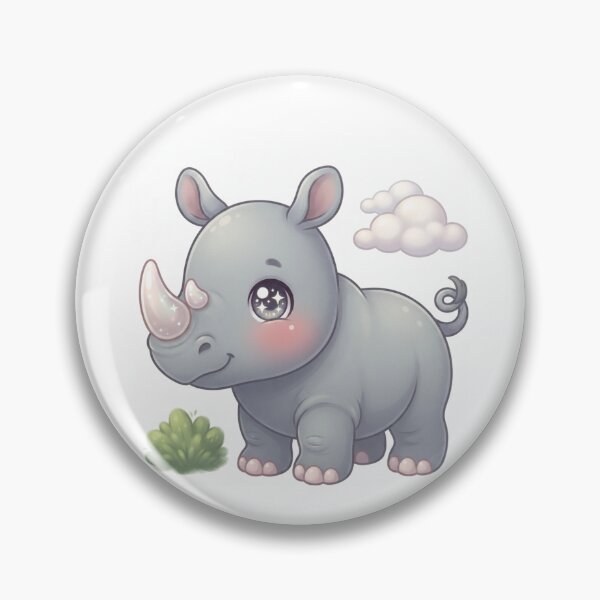 Item preview, Adorable Kawaii Baby Rhino with Sparkly Eyes and Curly Tail designed and sold by Stickivo.